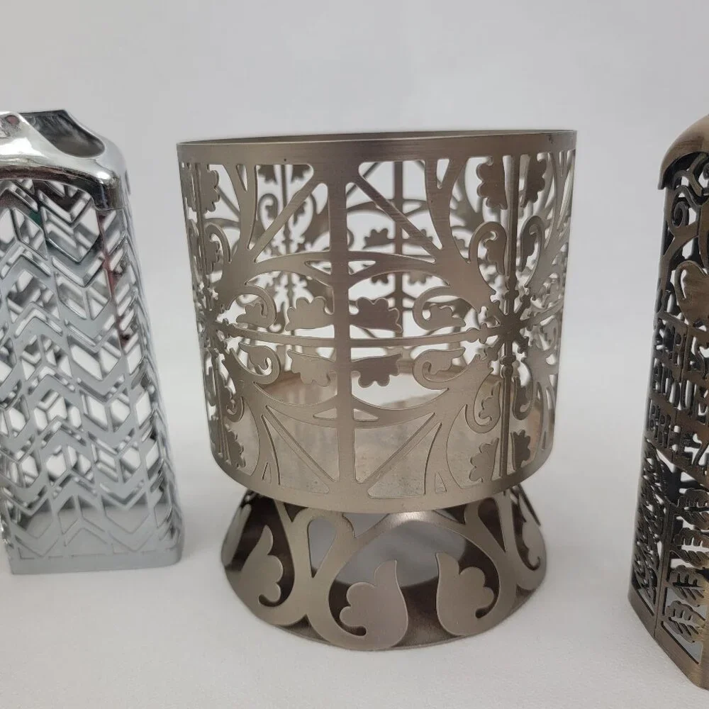 BATH & BODY WORKS 3 Wick Candle Holder Pedestal Soap Holder Silver Bronze 5 Pcs - Picture 5 of 15
